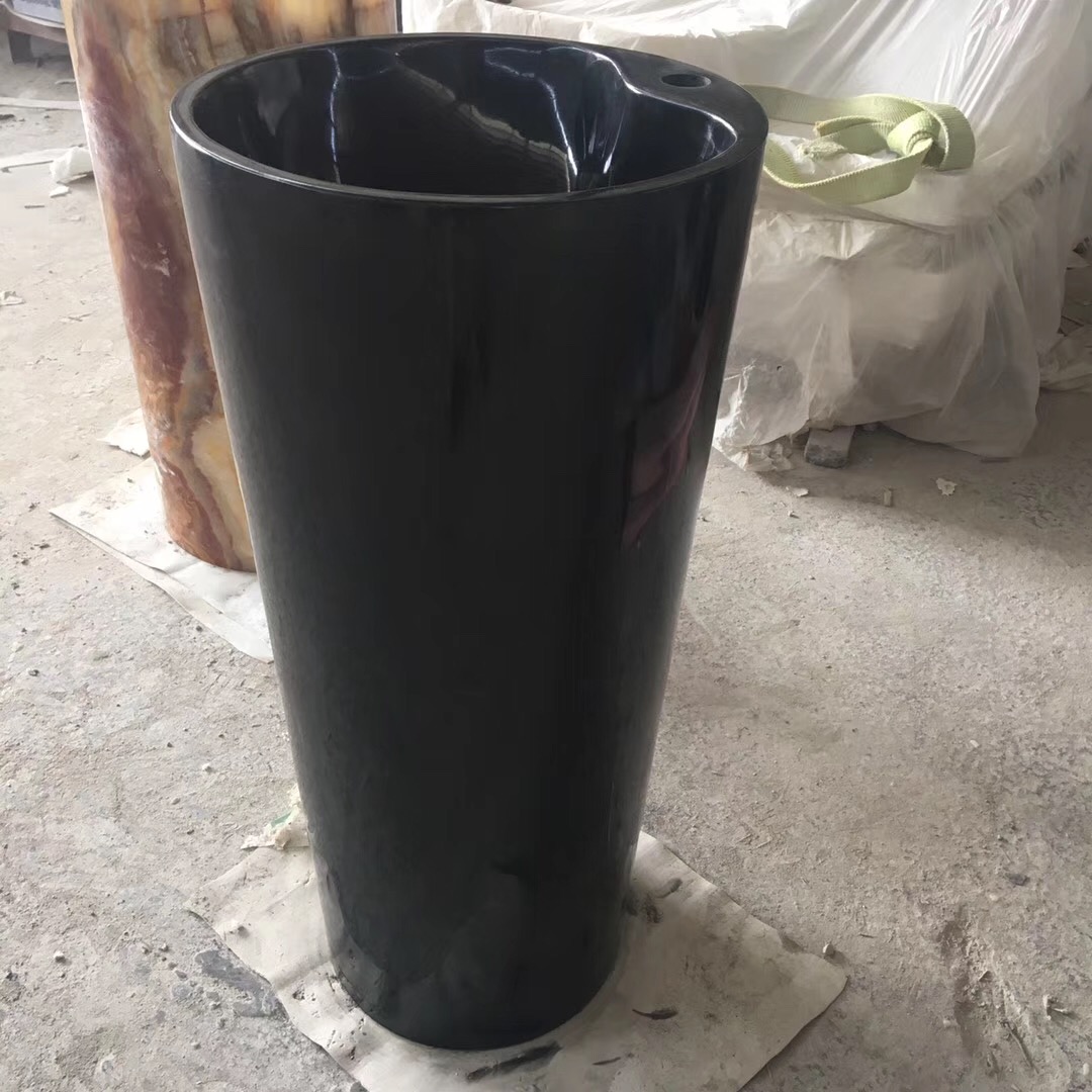 Black Marquina Marble Black Marquina Marble Stone Pedestal Sinks
